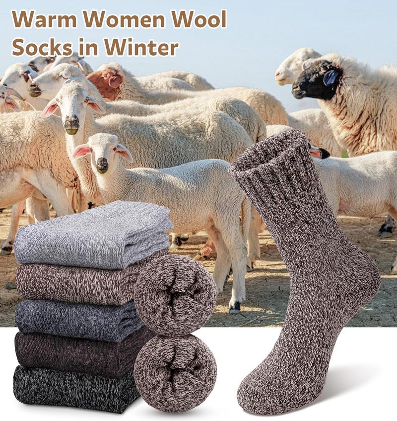 YSense Wool Socks for Women, Winter Boot Socks Stocking Stuffers Gifts for Women Warm Crew Hiking - Image 2